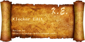 Klecker Edit névjegykártya